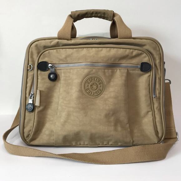 Retro Kipling Tan Travel Suit Case Laptop Messenger Bag Sack Luggage Overnight